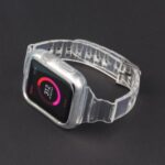 Soft TPU Clear Watch Band with Frame for Apple Watch Series 6 SE 5 4 44mm / Series 3 2 1 42mm