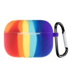 Rainbow Pattern Silicone Earphone Case Cover with Hanging Buckle for Apple AirPods Pro