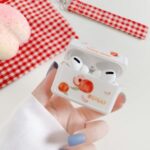 Strawberry and Peach Pattern IMD TPU Bluetooth Earphone Cover Case for Apple AirPods Pro – Strawberry