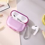 TPU Glitter Powder Clear Cover Case with Buckle for AirPods Pro – Rose