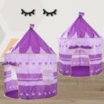 Portable Kids Indoor Outdoor Game Play Tent Yurt Castle – Purple Crown