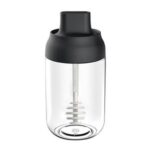 250ml Kitchen Supplies Glass Seasoning Bottle with Spoon Salt Storage Box Spice Jar – Black Honey Jar
